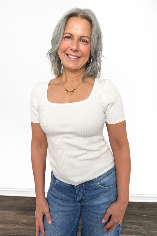 Women's Ribbed Fine Gauge Short Sleeve Top