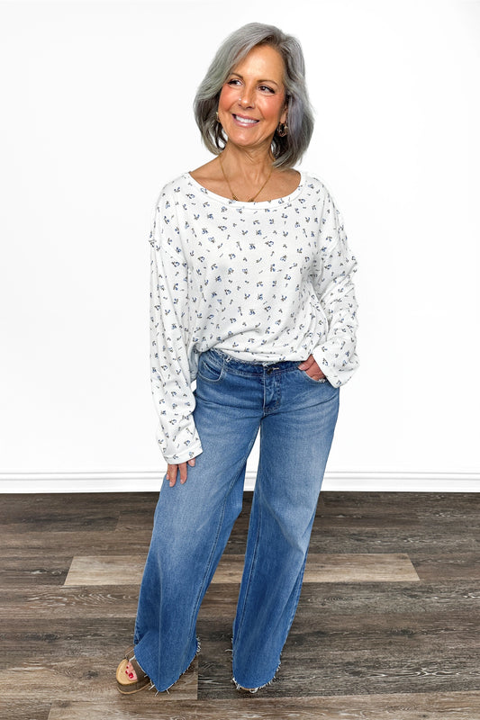 ALB Custom Women's Ditsy Floral Print Long Sleeve Top