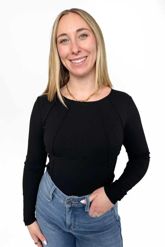 ALB Custom Women's Ribbed Exposed Seam Long Sleeve Top