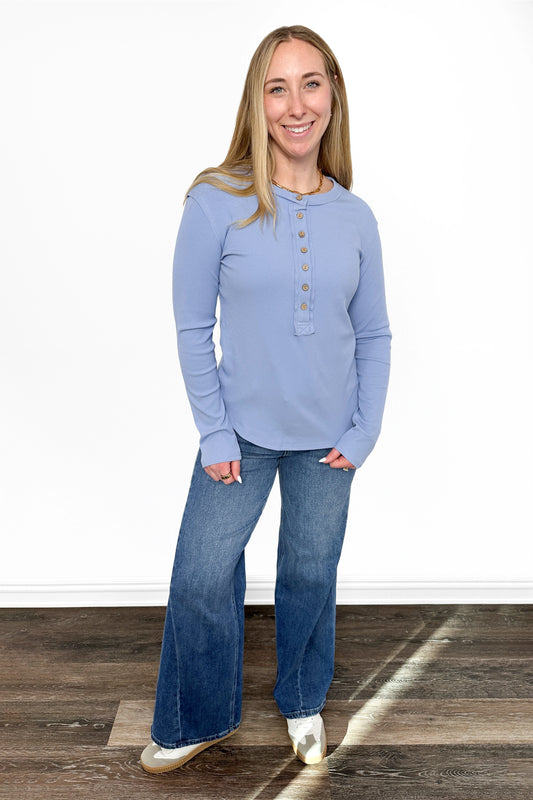 ALB Custom Women's Ribbed Button Front Henley