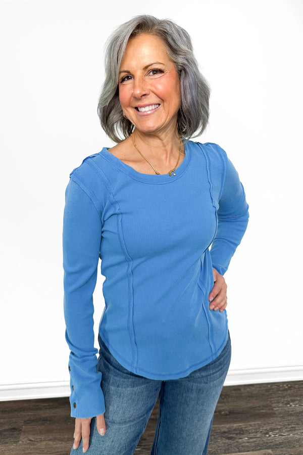 ALB Custom Women's Ribbed Mineral Wash Long Sleeve Top