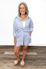 ALB Custom Women's Striped Button Down Long Sleeve and Shorts Set