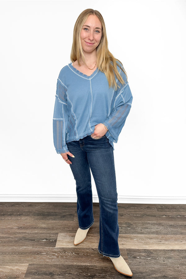 ALB Custom Women's Boho Patchwork Knit Hi-Low Top