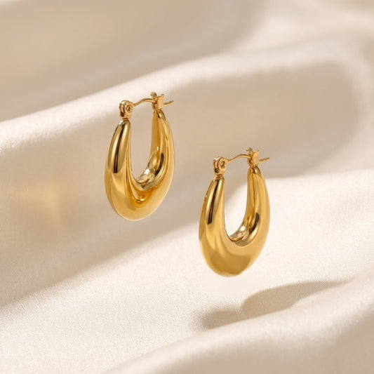 ALB Custom Gold Oval Hoop Earrings