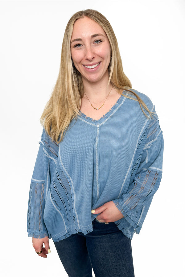 ALB Custom Women's Boho Patchwork Knit Hi-Low Top