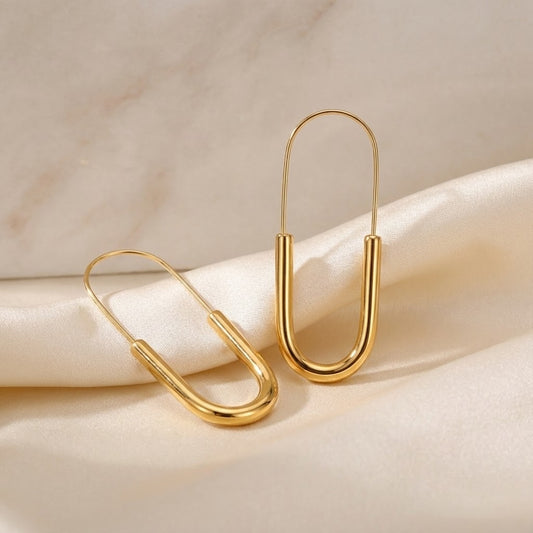 ALB Custom Gold U-Shaped Hoop Earrings