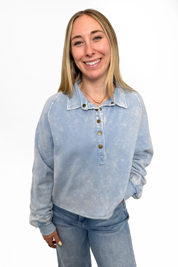 Button Collared Sweatshirt