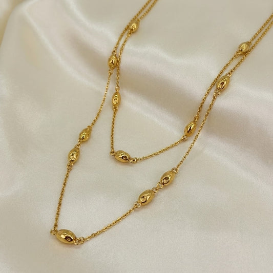 ALB Custom Gold Marquise Station Necklace