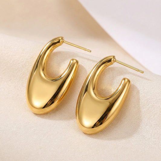 ALB Custom Modern Gold Oval Drop Earrings