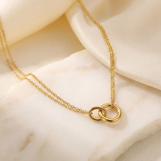 ALB Custom Double-Layer Circle Pendant Necklace