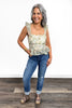 Women's Floral Print Ruffle Trim Tank Top