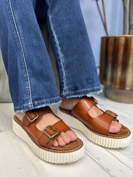 Pierre Dumas Sweet Duo Women's Faux Leather Double Buckle Sandal