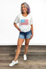 Women's American Flag Short Sleeve Sweater by Ava Lane