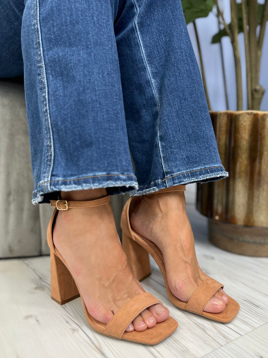 Qupid Kancy Open Toe One Band Quarter Ankle Heels