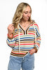 Women's Striped Crochet Hooded Sweater by Ava Lane