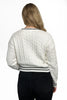 Women's Cable Knit Contrast Trim Crew Neck Sweater by Ava Lane