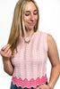 Women's Sleeveless Textured Knit Sweater Vest by Ava Lane