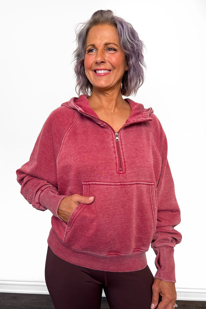 Burgundy Quarter Zip Hoodie