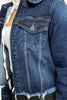 Hooded Raw Hem Denim Jacket