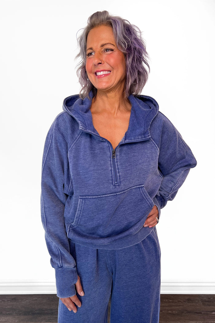 Navy Quarter Zip Hoodie