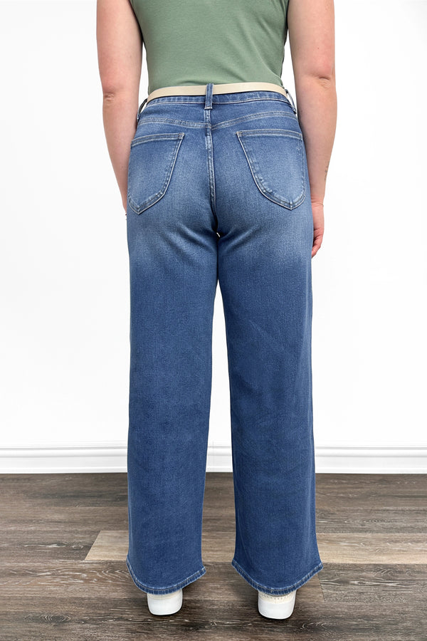 Mid-Rise Tummy Control Vintage Wash Straight Leg Jeans
