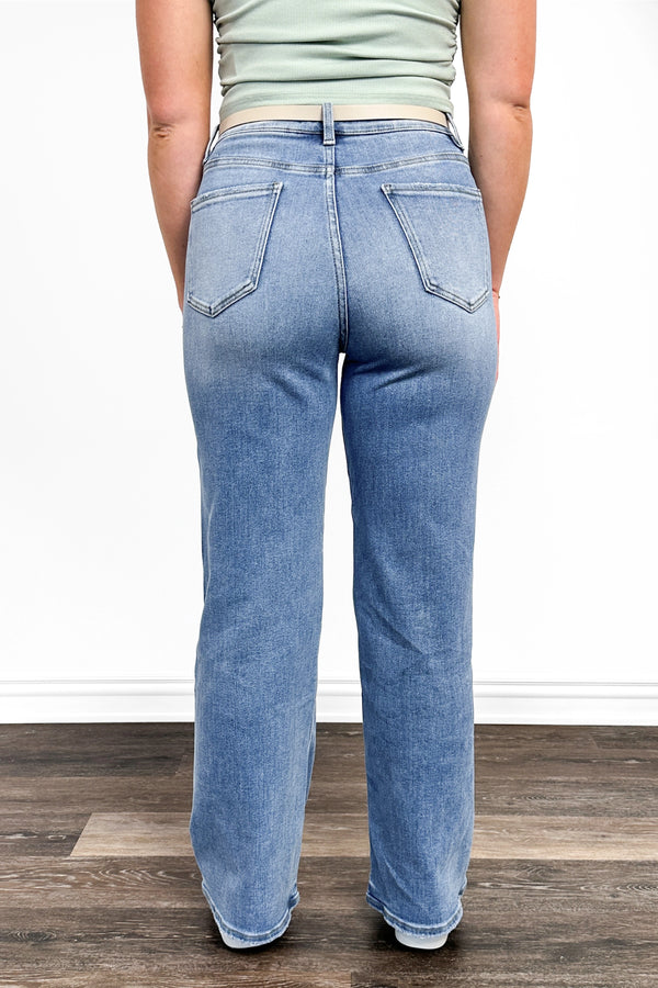 High-Rise Tummy Control Vintage Light Blue Wide Leg Jeans