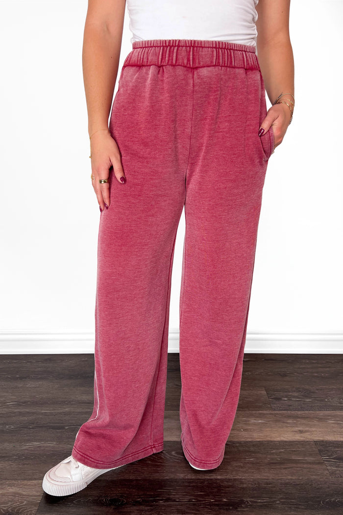 Solid Wine Wide Leg Pants