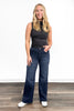 High-Rise Tummy Control Vintage Dark Blue Wide Leg Jeans