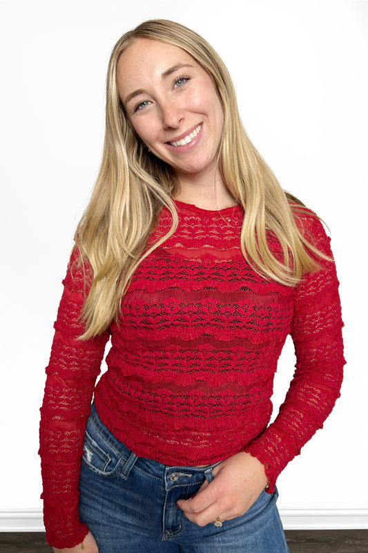 ALB Custom Women's Textured Lace Long Sleeve Top