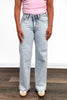 The Bristol Mid-Rise Tummy Control Wide Leg Striped Jeans