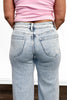 The Bristol Mid-Rise Tummy Control Wide Leg Striped Jeans