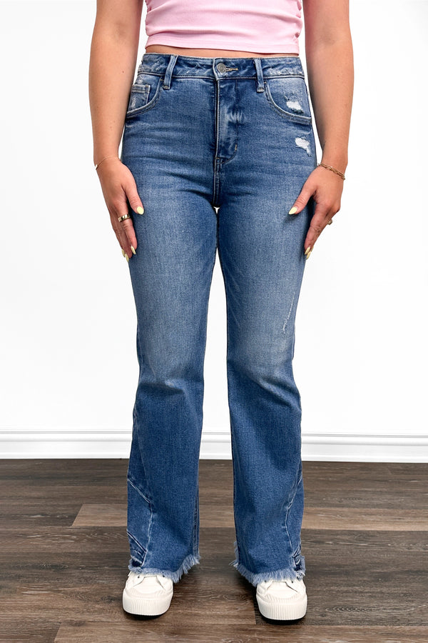The Crystal High-Rise Tummy Control Distressed Flare Leg Jeans *FINAL SALE*