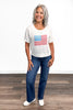 Women's American Flag Short Sleeve Sweater by Ava Lane
