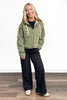 The Tate Long Sleeve Hooded Denim Jacket - Green *FINAL SALE*