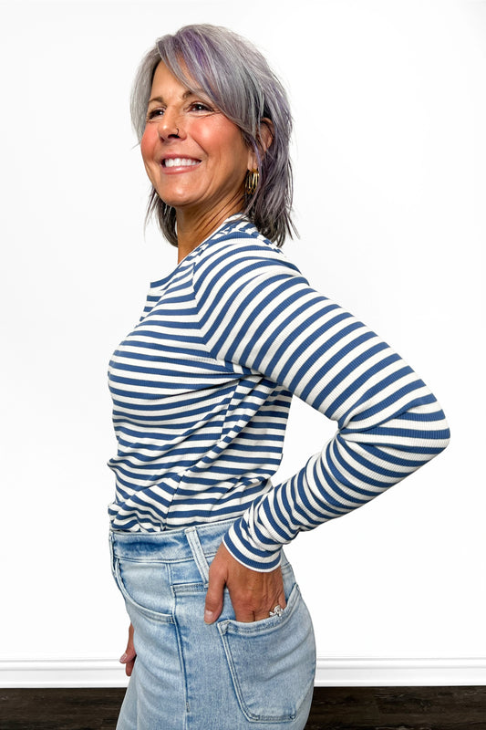 ALB Custom Women's Modern Ribbed Stripe Long Sleeve Top