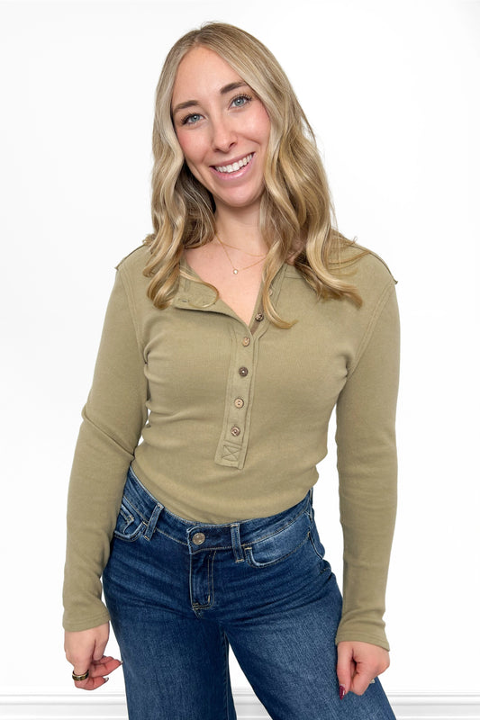 ALB Custom Women’s Classic Ribbed Henley Top