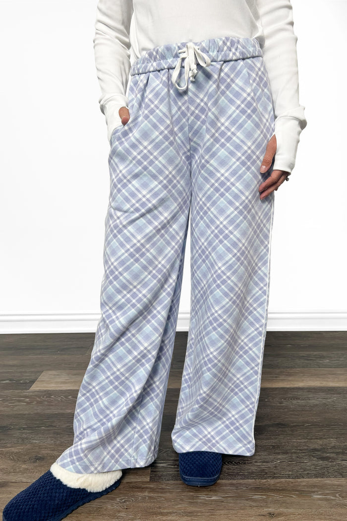 Plaid Print Wide Leg Pants