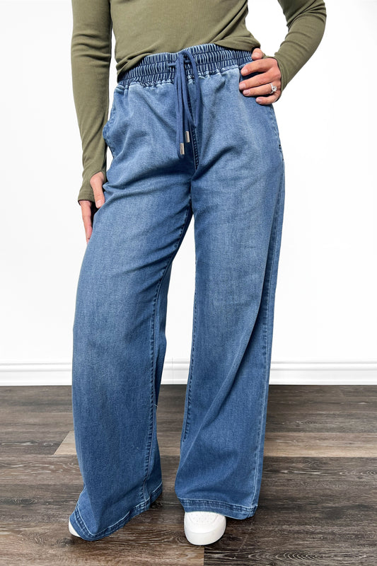 The Helen from Risen High-Rise Wide Leg Pull On Denim