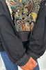 Women's Casual Paisley Stitched Detail Cropped Hoodie