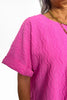 Women's Textured Short Cuffed Sleeve Top