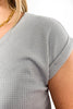 Women's Relaxed Waffle Knit V-Neck Short Sleeve Top