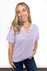 Women's Faux Button V-Neck Short Sleeve Top
