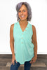 Women's Faux Button V-Neck Tank Top