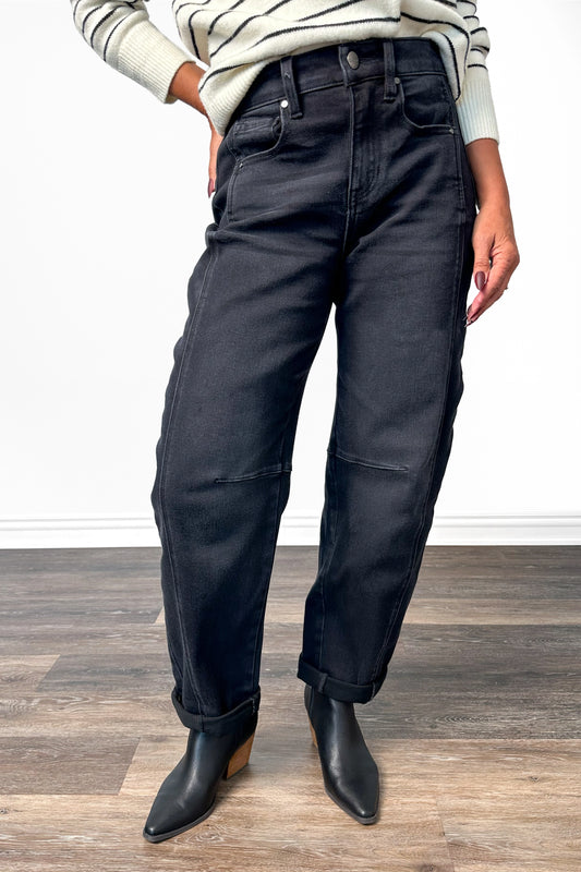 The Elise from Risen High-Rise Crop Barrel Cuffed Denim