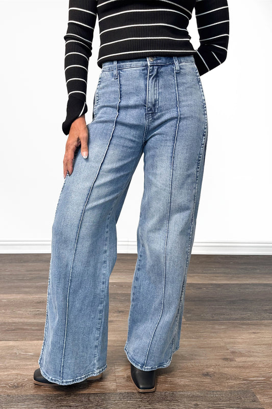 The Donna from Saige High-Rise Tummy Control Wide Leg Denim