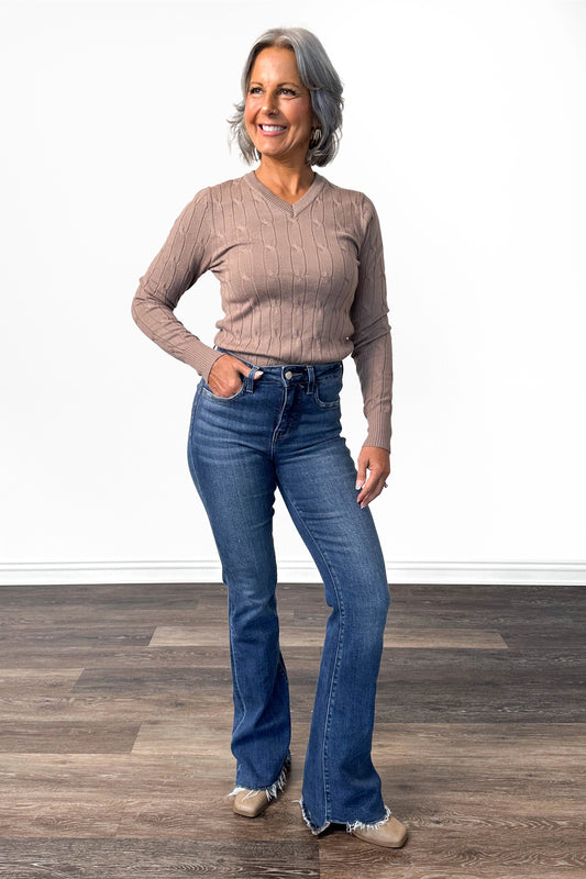 The McKenzie from Lovervet: High-Rise Tummy Control Flare Denim