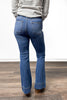 The Prue from Saige: High-Rise Tummy Control Button Fly Flare Denim