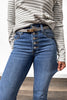 The Prue from Saige: High-Rise Tummy Control Button Fly Flare Denim
