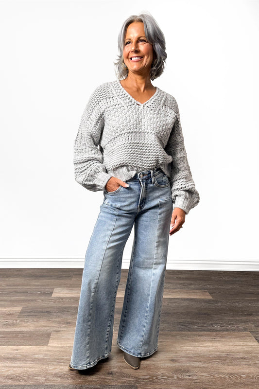 The Sandra from Saige: High-Rise Tummy Control Wide Leg Denim