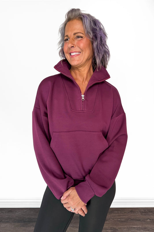 ALB Custom Women's Premium Quarter Zip Pouch Pocket Pullover